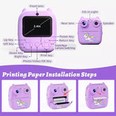 D8S CHILDRENS TIME FRONT/BACK REAR HD DIGITAL THERMAL PRINT CAMERA 1080P 48MP PURPLE