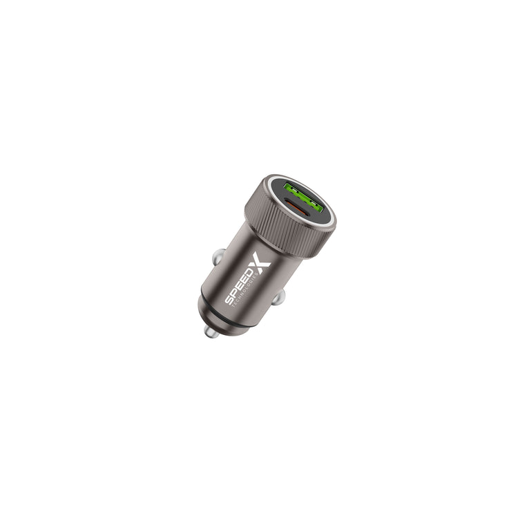 SPEED-X SX-C42 ELITE 48W PD + QC DUAL-PORT ALUMINIUM CAR CHARGER