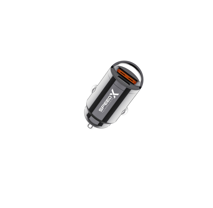 SPEED-X SX-C41 MINI 48W PD + QC DUAL-PORT ALUMINIUM CAR CHARGER