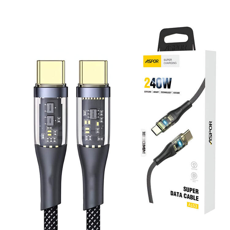 ASPOR A153 240W Type C to Type C PD Fast Charging DATA Cable 1.8M