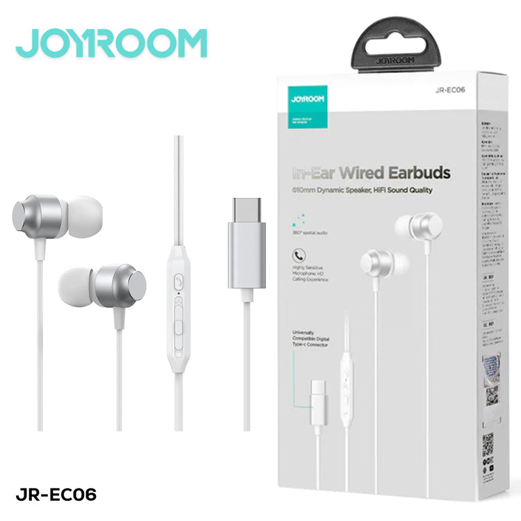 JOYROOM-EC06 TYPE-C Series In-Ear Metal Wired Earbuds Black