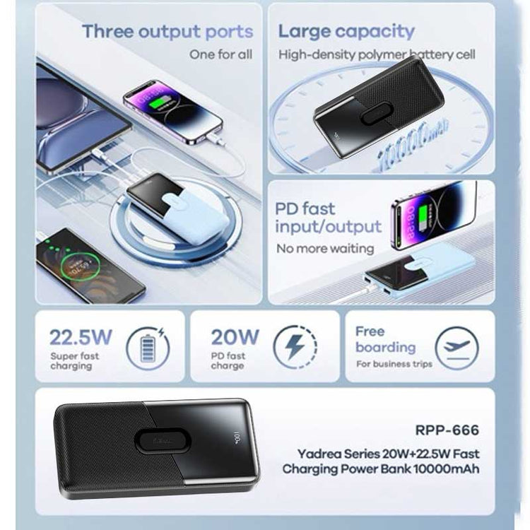 REMAX RPP-666 PD20W+QC22.5W FAST CHARGING POWER BANK 10000MAH BLACK