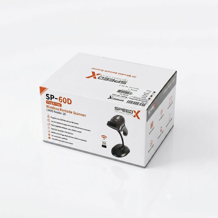 SPEED-X 60D 2D Wirless 2.4Ghz barcode scanner With Stand