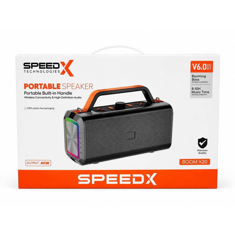 SPEED-X BOOM X20 40W ALUMINIUM ALLOY RGB BLUETOOTH SPEAKER