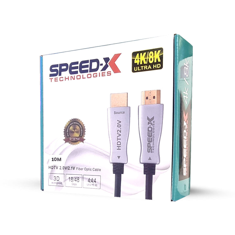 SPEED-X 10M FIBER HDMI CABLE 2.0/2.1 AOC(ACTIVE OPTICAL CABLE) 30AWG COPPER SUPPORT 4K 8K UHD
