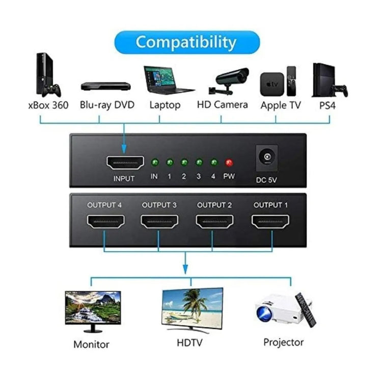 Speedx (sp-hs4) 4 Port Hdmi Splitter 2k 4k