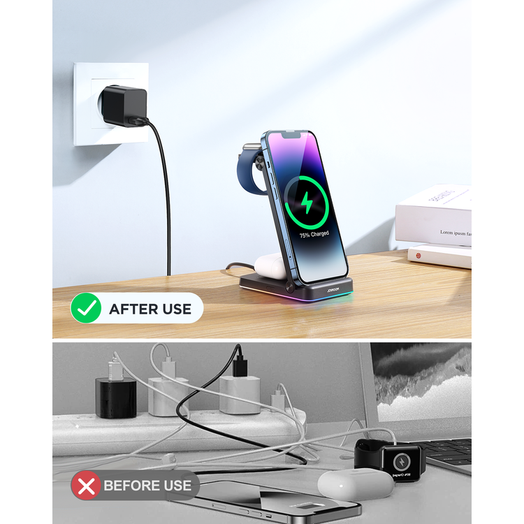 JOYROOM JR-WQN01 15W 3in1 Foldable Wireless Charging Station