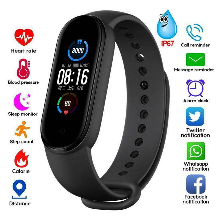 NEW M5 Band Sport Wristband Blood Pressure Monitor Heart Rate For Android And IOS WITH FITPRO APP