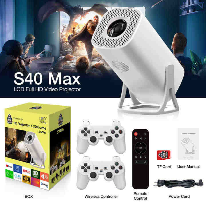 S40 MAX MINI 4K ANDROID 11V 160 LUMENS 36000+ GAMING 1080P SMART PROJECTOR