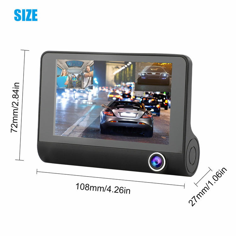WDR Dashcam 3 Camera Lens Video Car DVR Full HD 1080P