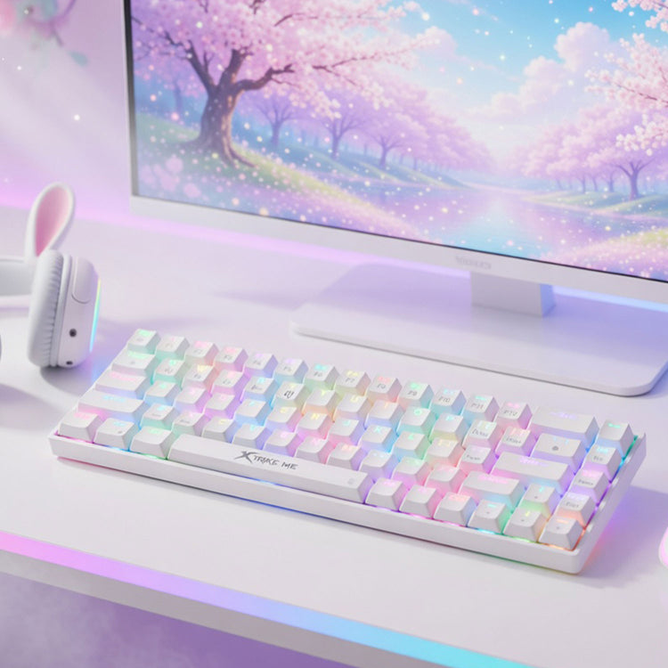 Xtrike Me Gk-995w Wh 68 Keys Wireless 2.4g Bt5.2 Tri Mode Gaming Mechanical Keyboard White