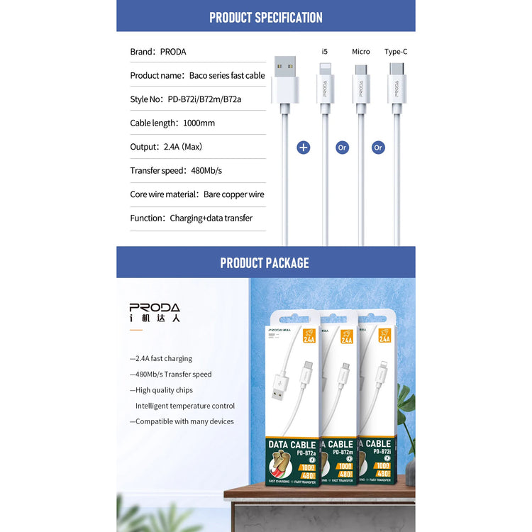 REMAX PRODA B72m Usb Micro Cable