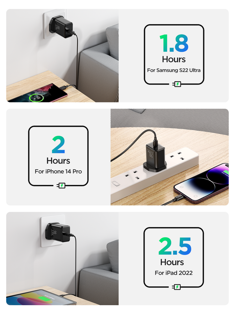 JOYROOM JR-TCF20 UK PLUG PD 20W CHARGER WHITE