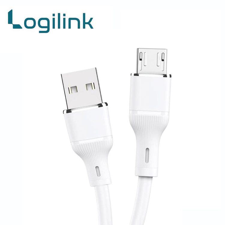 LOGILINK USB TO MICRO SILICONE FAST CHARGING DATA CABLE 1M (1 YEAR WARRANTY) WHITE