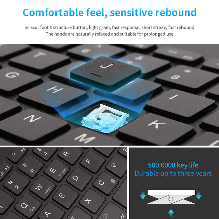 WIRELESS BLUETOOTH KEYBOARD WITH PHONE/TABLET HOLDER SLOT