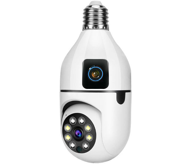 Speed-x Sp-e28-2 Dual Lens Bulb Camera 1080p Wifi Panoramic Night Vision Motion Detection With V380 Pro App