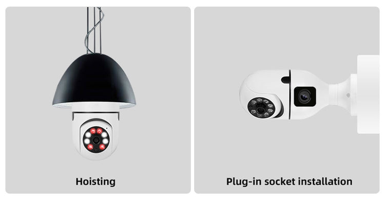 Speed-x Sp-e28-2 Dual Lens Bulb Camera 1080p Wifi Panoramic Night Vision Motion Detection With V380 Pro App