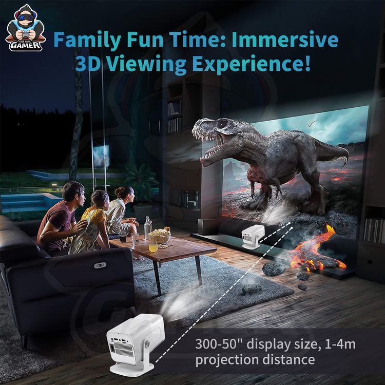 HCS350 MAX LATEST ALLWINNER H713 4K ANDROID 11 HIGH LUMEN 1GB+8GB WIRELESS SMART PROJECTOR WITH WIRELESS GAMEPAD
