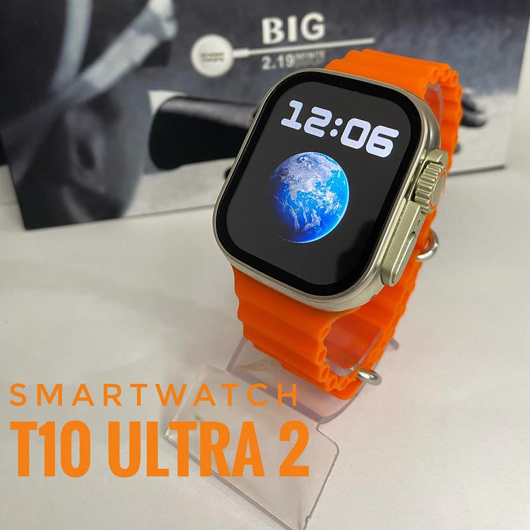 T10 ULTRA 2 SMART WATCHES 2.19 INCH 49MM STRAPS BT CALL WITH HIWATCHPRO APP (ORANGE)