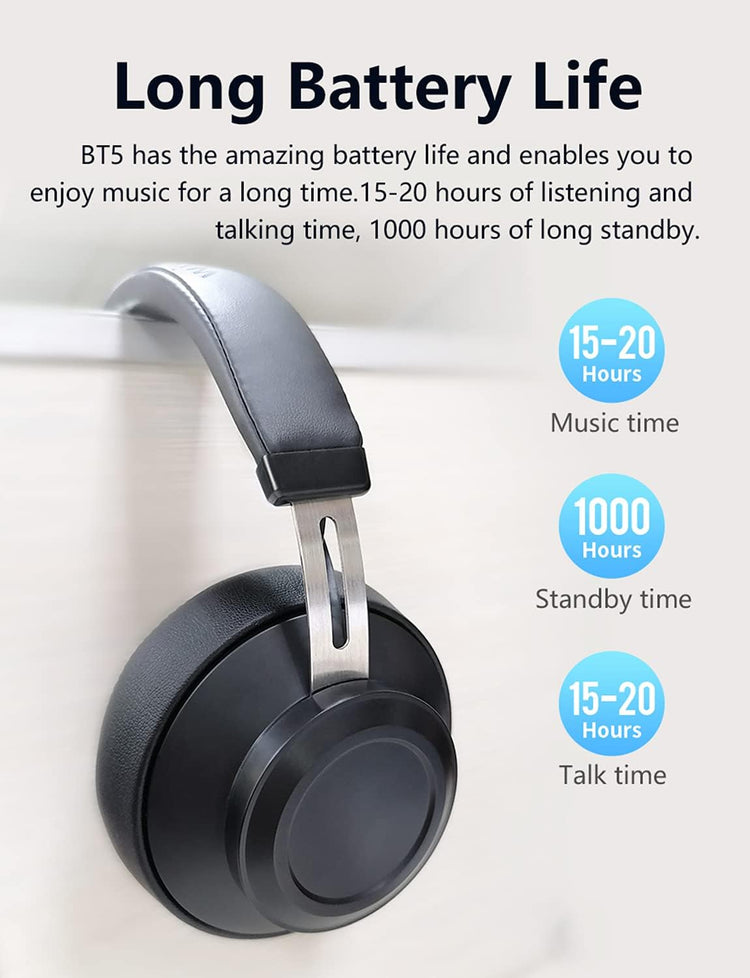 Bluedio BT5 Wireless Headphone and Wired Stereo Bluetooth Over-Ear Headset with Built-in Microphone