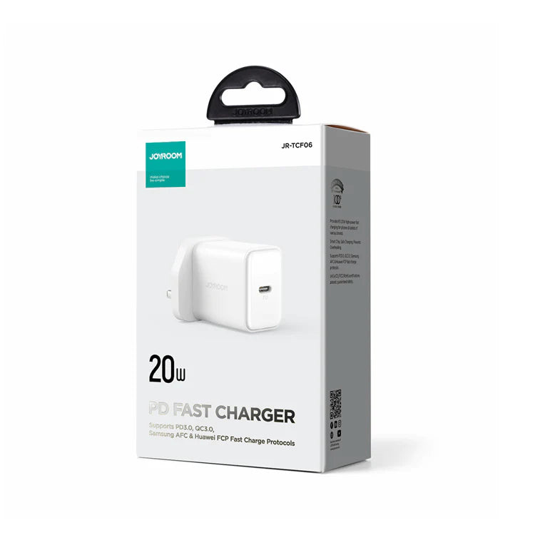 JOYROOM JR-TCF20 UK PLUG PD 20W CHARGER WHITE