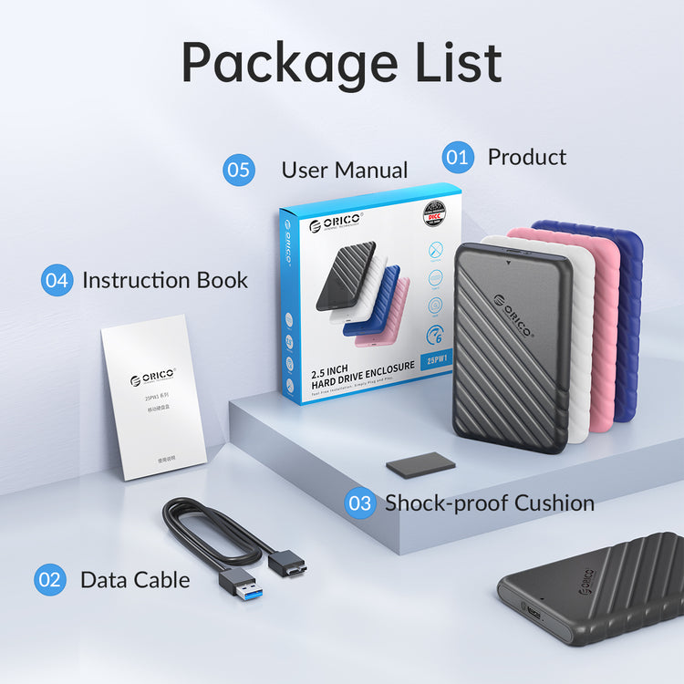 ORICO 25PW1-U3 2.5 INCH USB 3.0 MICRO-B HARD DRIVE ENCLOSURE