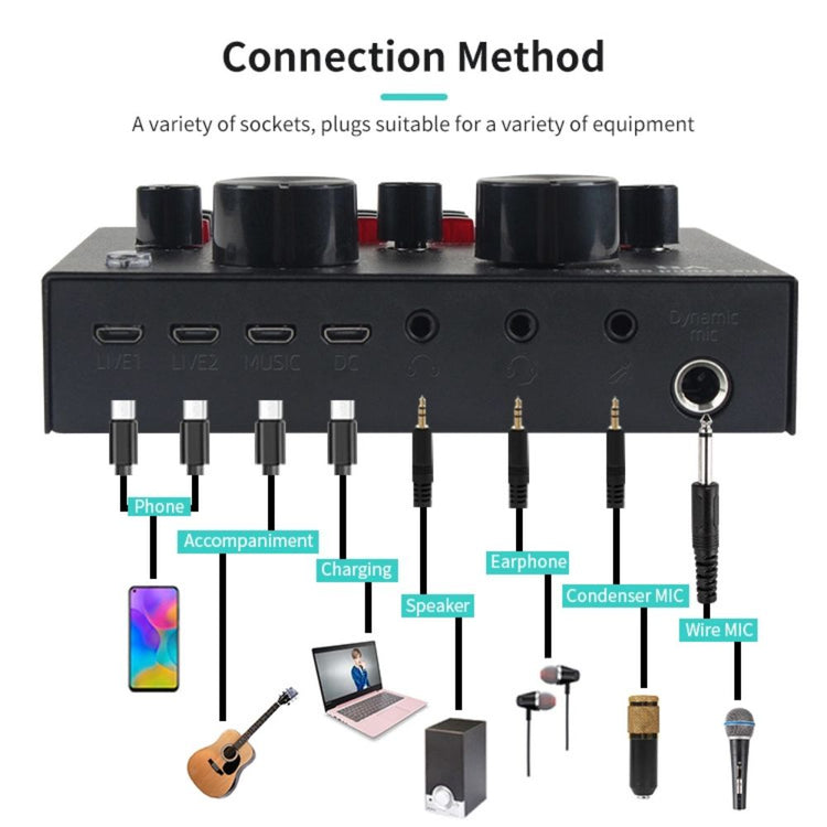 V8 Bm-800 Podcast Mic Set With Live Sound Card,Condenser Microphone With Rechargeable 12 Kinds Of Auxiliary Background For Karaoke Singing, Youtube Recording Mic