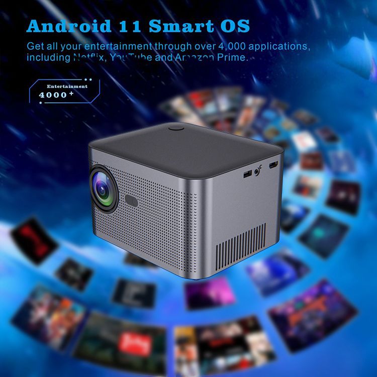 HY350 ANDROIDÂ 11.0V (CPU ALLWINNER H713) SMART PROJECTOR 2GB+32GB DUAL SPEAKER 1080P WITH DUAL BAND WIFI6 AND BLUETOOTH 5.0 BRIGHTNESS (LUMENS)Â 580 ANSI SUPPORT 4K