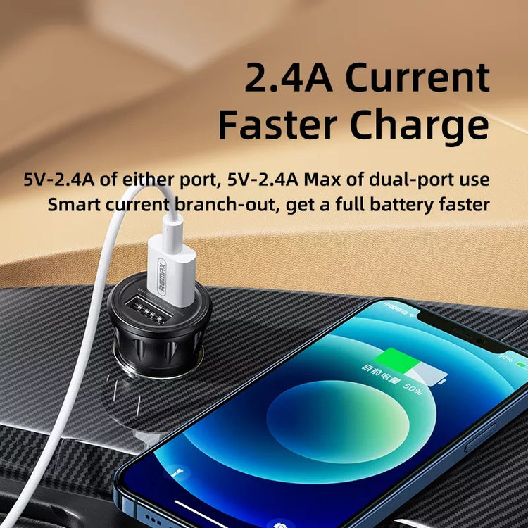 Remax Car Charger Vanguard Series 2usb 2.4a Black Moq:92 (Rcc236)