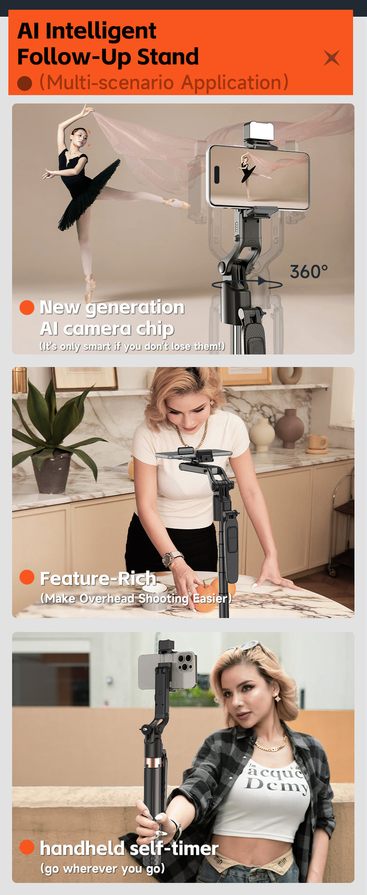 A101 GIMBAL EXTENDABLE AUTO FACE TRACKING AI INTELLIGENT WIRELESS REMOTE WITH FILL LIGHT