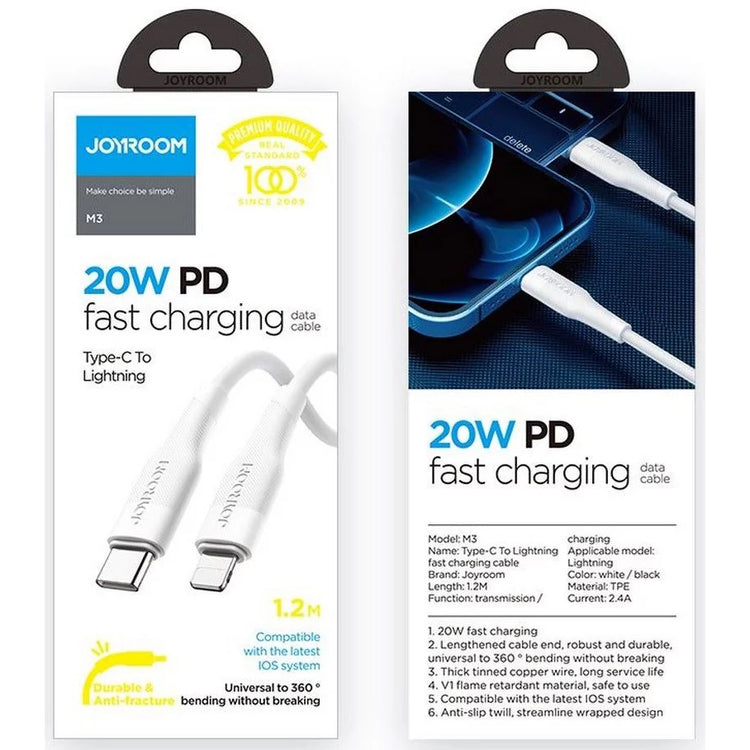 JOYROOM S-1224M3 TYPE-C TO LIGHTNING FAST CHARGING CABLE 1.2M WHITE