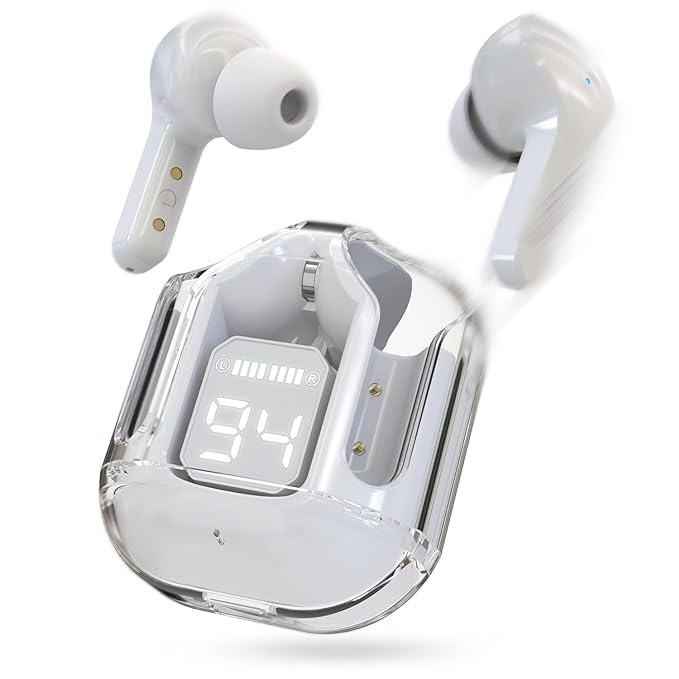 AIR 31 TWS ORIGINAL WITH BIG PACKING TRANSPARENT EARBUDS BLUETOOTH 5.3V White