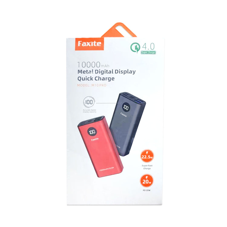 FAXITE M10PRO 10000mah 22.5W METAL DIGITAL DISPLAY QUICK CHARGE 4.0 POWER BANK