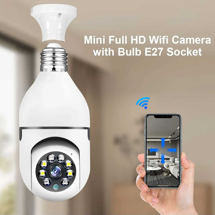 Speed-x Sp-e27 Bulb Camera 1080p Wifi 360 Degree Panoramic Night Vision Two-way Audio Motion Detection With V380pro App