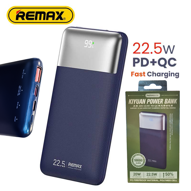 REMAX Kiyuan Series 20W+22.5W PD+QC Fast Charging Power Bank 10000mAh RPP-5 Dark Blue