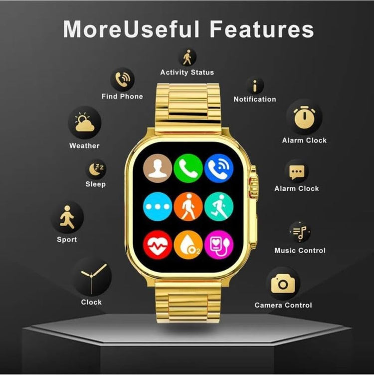 C9 Ultra Max Gold Edition Color Smartwatch 2.1 Inch Screen WITH Hryfine APP