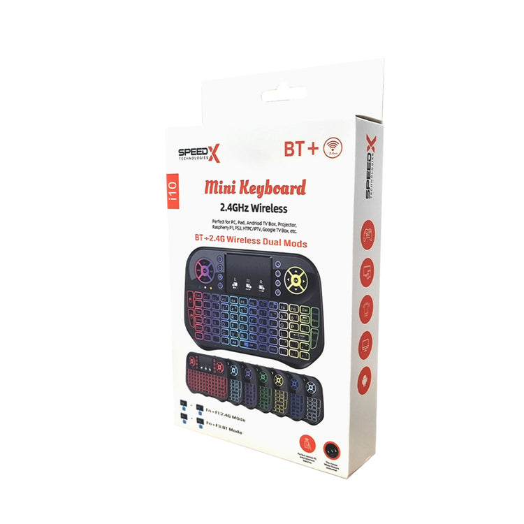 I10 MINI WIRELESS+BLUETOOTH TOUCHPAD 7 COLOR BACKLIT LIGHT 2.4GHZ