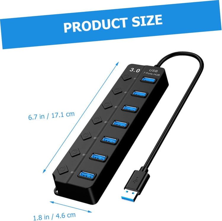 7-PORT EXPANDER USB 3.0 HUB with INDEPENDENT SWITCH PLUG PLAY