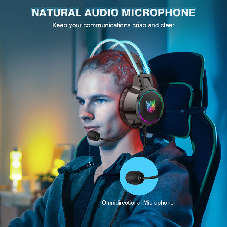 ONIKUMA-X15 PRO RGB HEAD BEAM WITH MIC, 3.5MM WIRED EARPHONES, DURABLE STEREO SURROUND, RGB GAMING HEADSET