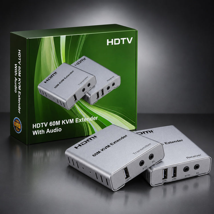 Hdmi Kvm Extender 60m 1080p Over Cat5e/6 With Usb, Ir & Audio