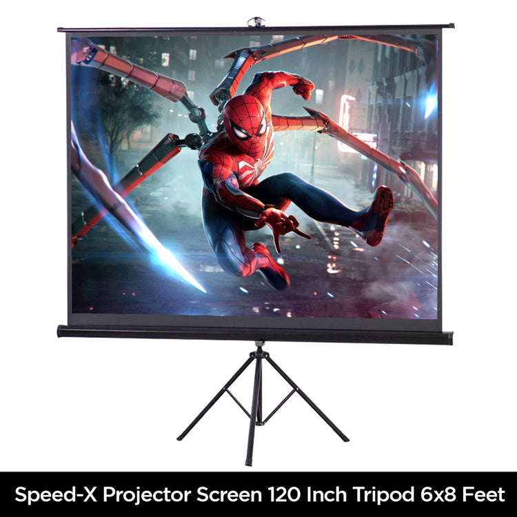 Projector Screen 120 inch Tripod Portable 6x8 Feet 4:3MW Speed-X