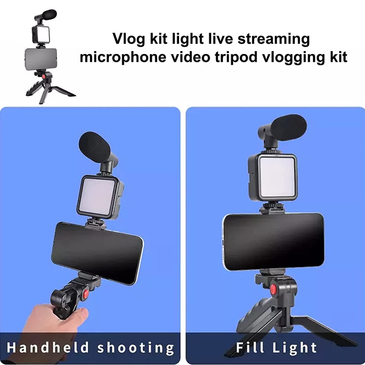 AY-49 VIDEO MAKING KIT VLOGGING TRIPOD TRIPLE BAND LIGHT