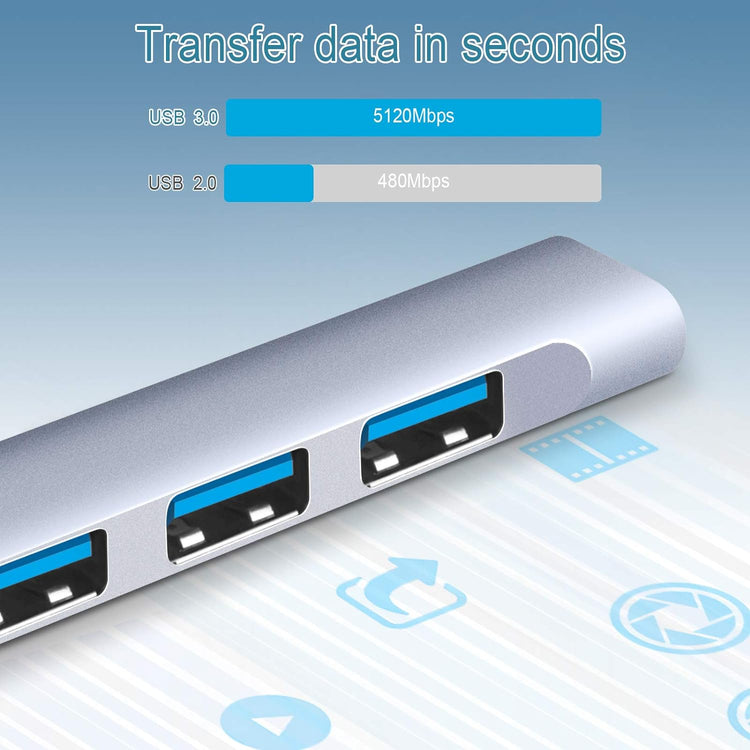 4 PORT USB 3.0 ULTRA SLIM PORTABLE HUB ALUMINUM ALLOY