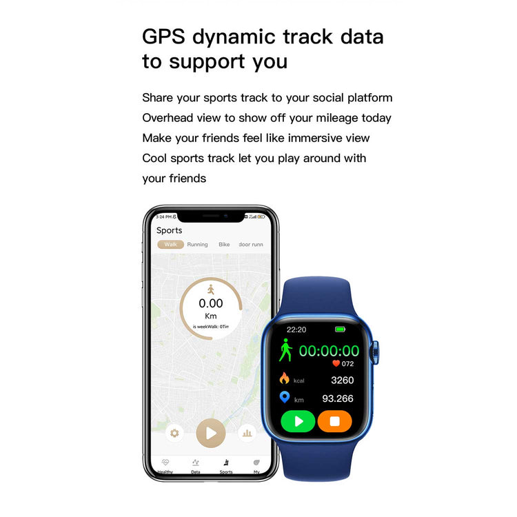 Watch 9 Max Series 9 Smartwatch (2.19 Inch IPS) 22mm Strap Navy WITH Laxasfit APP Blue