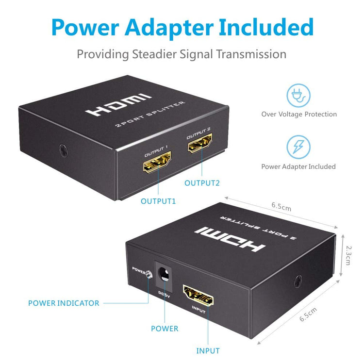 Speed-x Fj102 Hdmi Splitter 2 Port 4k Big Size