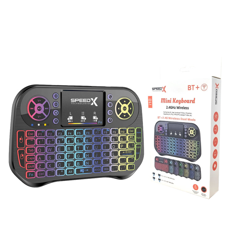 I10 MINI WIRELESS+BLUETOOTH TOUCHPAD 7 COLOR BACKLIT LIGHT 2.4GHZ