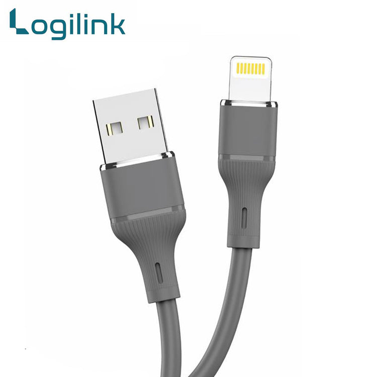 LOGILINK USB TO LIGHTNING SILICONE FAST CHARGING DATA CABLE 1M (1 YEAR WARRANTY) GREY