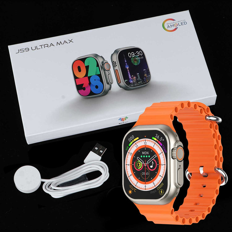 JS9 ULTRA MAX 2.12 Inch Amoled Screen Smart Watch Ultra 49mm Men Series 8 Nfc Wireless Charging Sports Watch WITH Wearfifit Pro APP (Orange)
