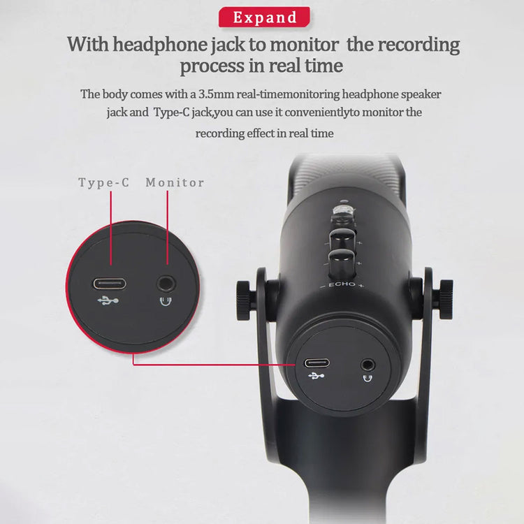 Jmary Mc-pw9 RGB Professional Usb Microphone For Podcasting With Noise Reduction