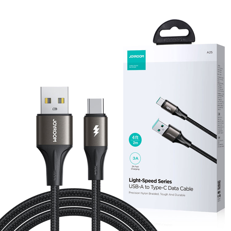 JOYROOM S-UC027A11 SURPASS SERIES 3A USB-A TO TYPE-C FAST CHARGING DATA CABLE 2M-BLACK